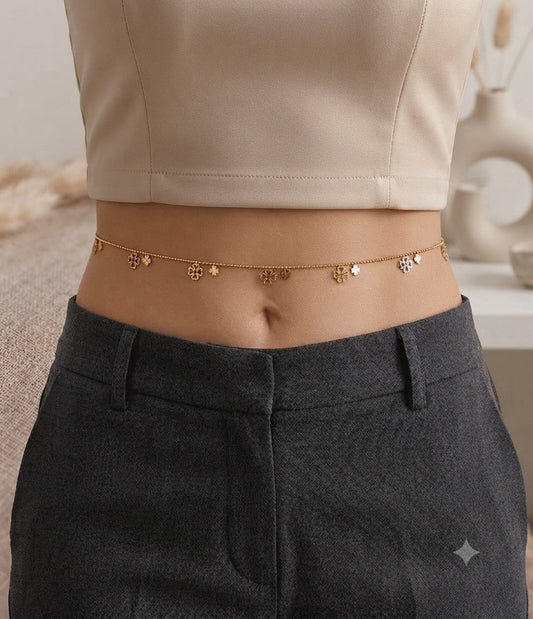 Rose Gold Floral Waist Chain for Women | Anti-Tarnish Stainless Steel Belly Chain Astria Jewellery