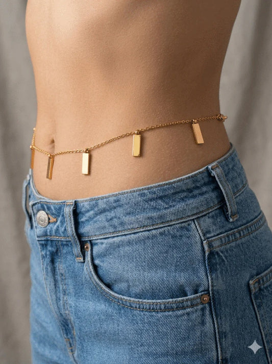 Minimal Gold Bar Waist Chain for Women | Adjustable Belly Chain | Anti-Tarnish Stainless Steel Astria Jewellery