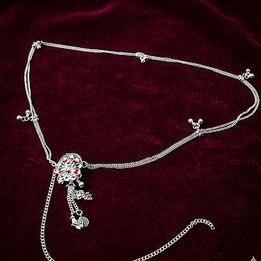 Elegant Silver-Tone Saree Waist Belt with Peacock ASTRIA JEWELLERY