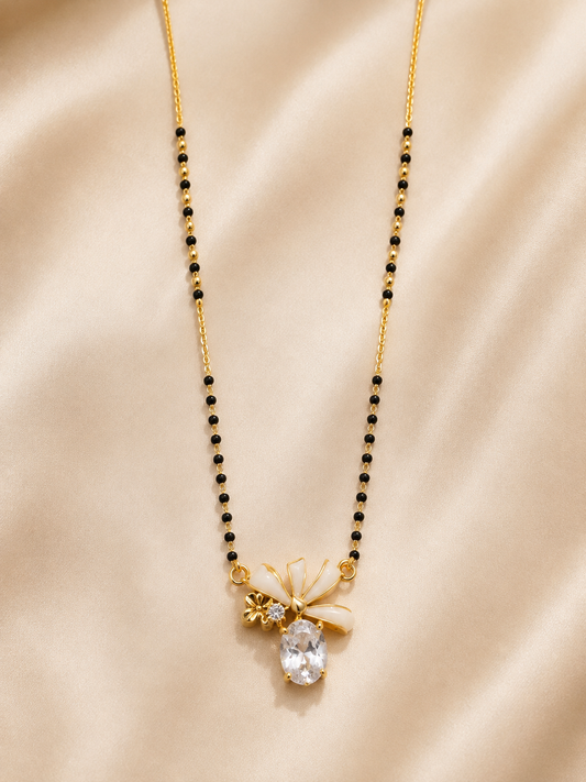 Rose Gold Floral CZ Mangalsutra | Anti-Tarnish Stainless Steel Necklace for Women Astria Jewellery