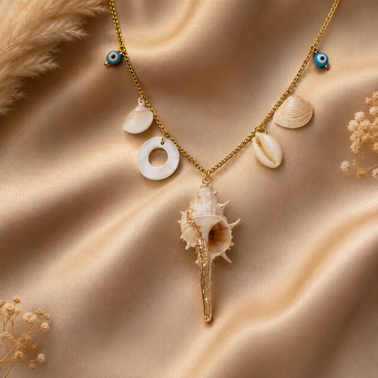 Ocean Shell Charm Necklace for Women | Gold Plated Beach-Inspired Statement Necklace Astria Jewellery