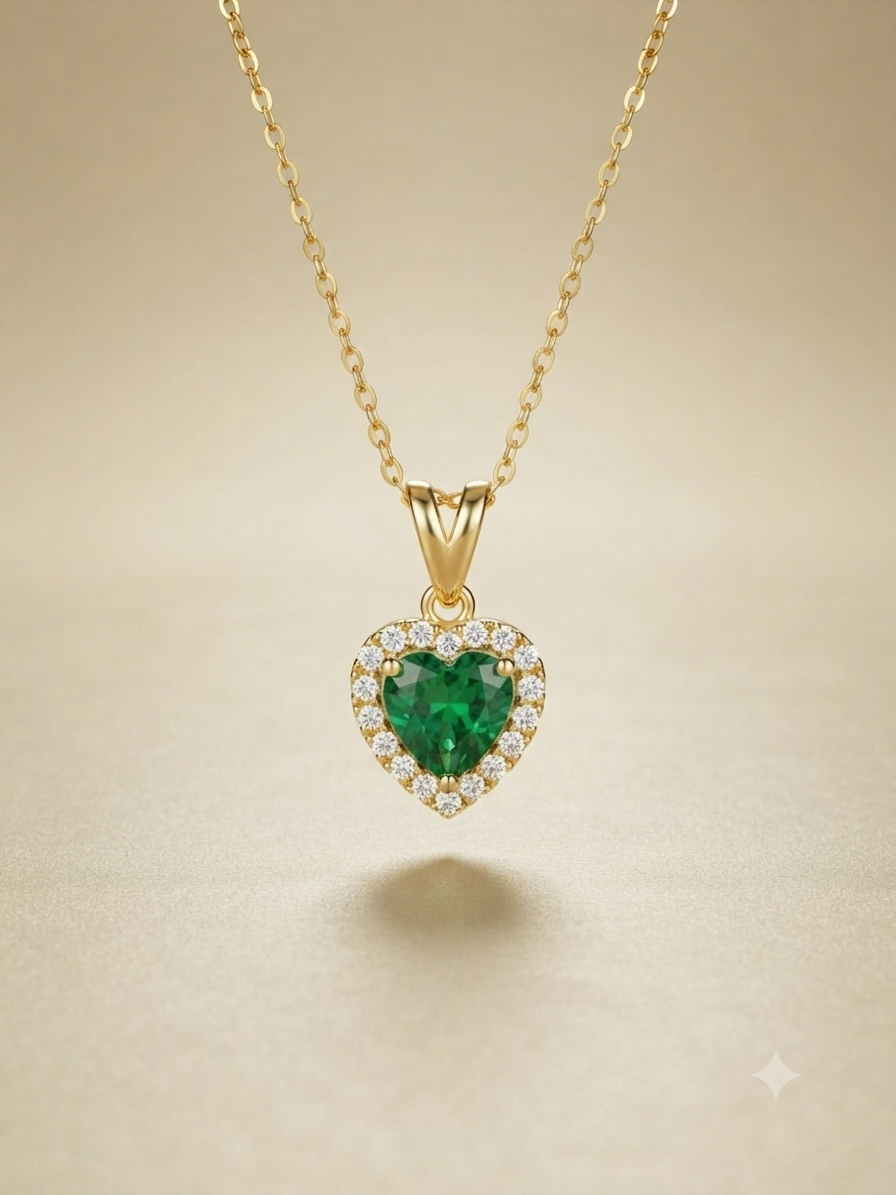 Elegant Green Heart Crystal Pendant Necklace for Women Astria Jewellery