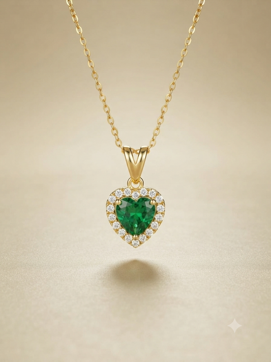 Elegant Green Heart Crystal Pendant Necklace for Women Astria Jewellery