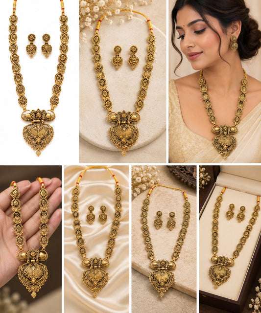 Gold Plated Floral Paisley Necklace Set ASTRIA JEWELLERY