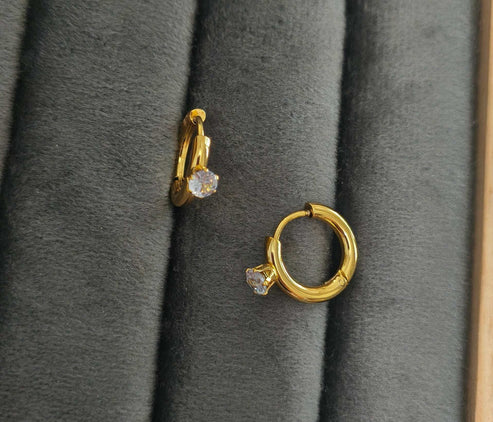 Astria Solitaire Mini Hoop Earrings