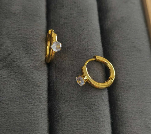 Astria Solitaire Mini Hoop Earrings