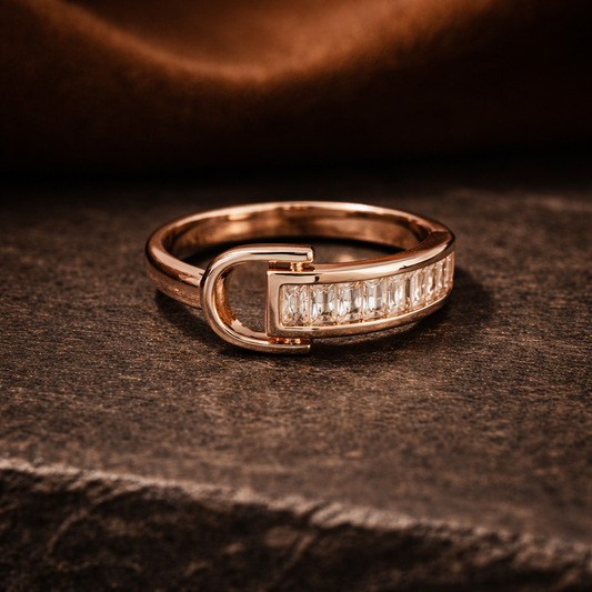 Rose Gold-Plated Adjustable Open Ring for Women