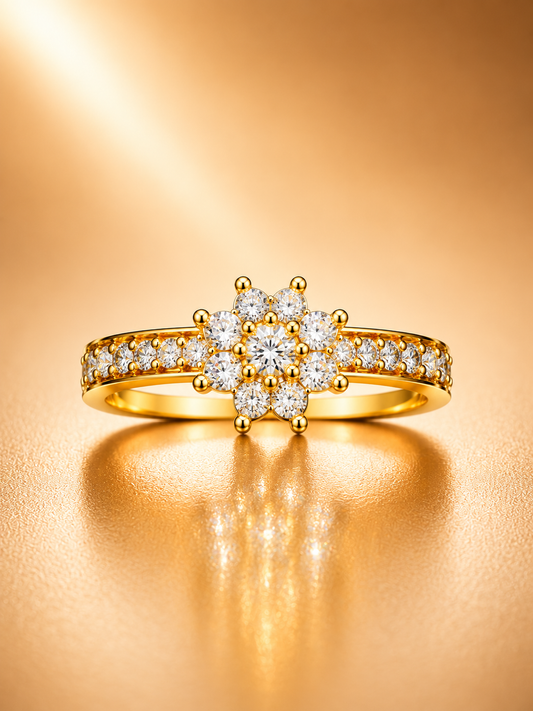 Floral Solitaire Gold-Plated CZ Ring for Women | Daisy Flower Cubic Zirconia Ring | Elegant Promise Ring Astria Jewellery