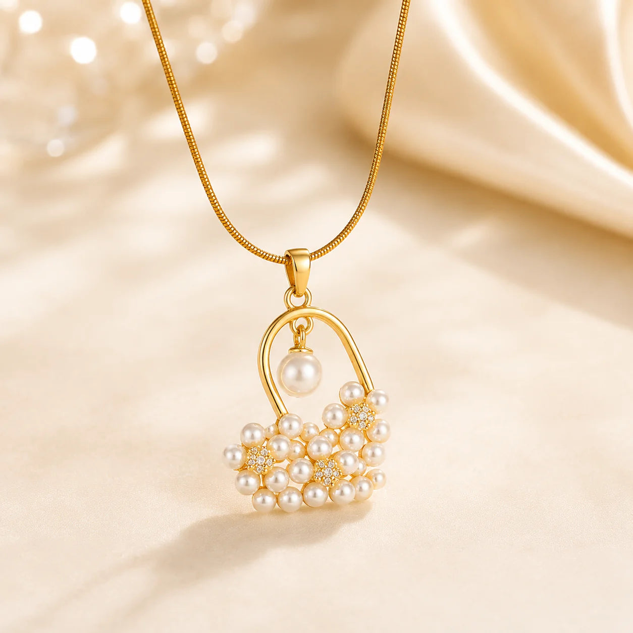 Elegant Pearl Heart Pendant Necklace for Women | Gold Pearl Charm Necklace | Luxury Statement Necklace