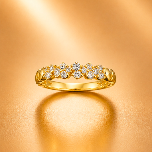Floral Cluster Gold-Plated Cubic Zirconia Ring for Women | Elegant Sparkling Statement Ring Astria Jewellery