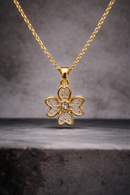 Astria Jewellery Gold Plated Dual Butterfly Floral Zircon Pendant Necklace for Women | Elegant Sparkling Charm Chain | Stylish Daily & Party Wear Jewellery