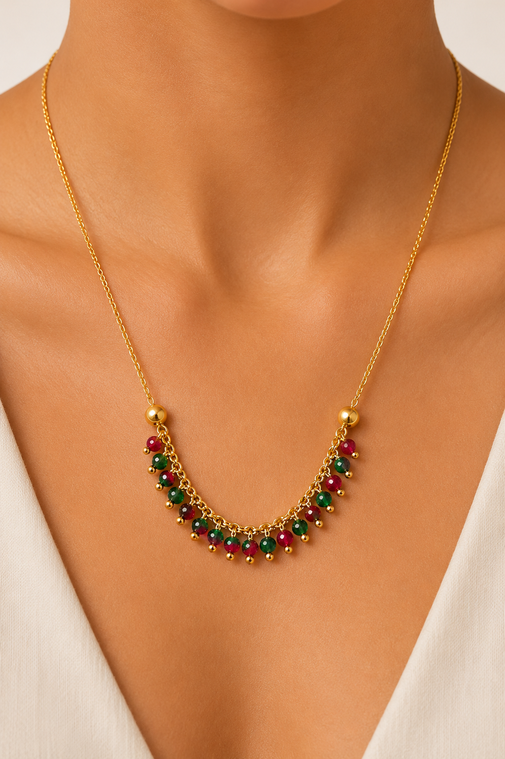 Astria Ruby Emerald Charm Mangalsutra