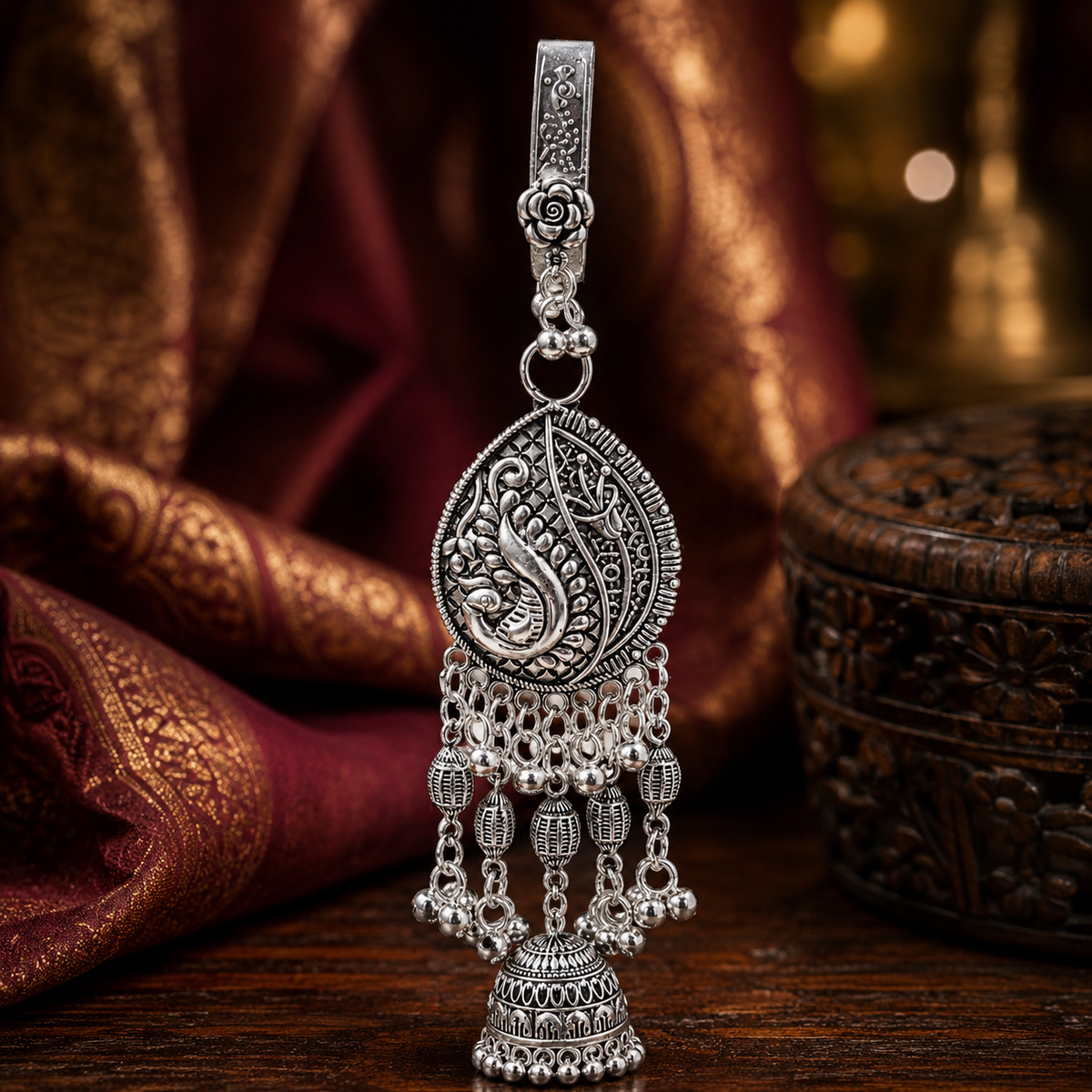 Silver-Tone Traditional Coin Saree Hanging Charms ? Saree Accessory ASTRIA JEWELLERY