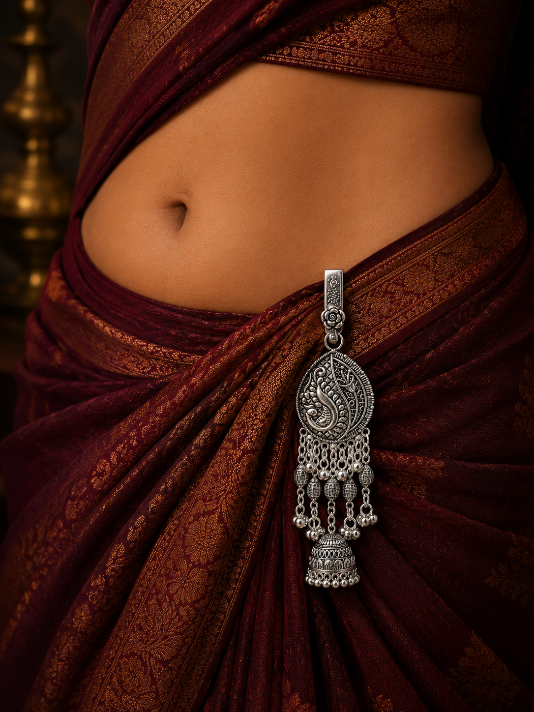 Silver-Tone Traditional Coin Saree Hanging Charms ? Saree Accessory ASTRIA JEWELLERY