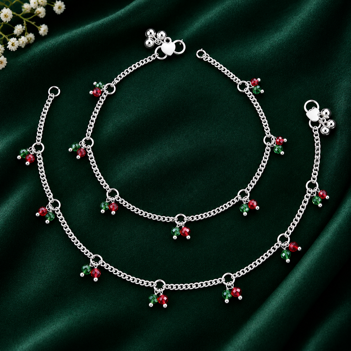 Ethnic Silver Anklet Pair ASTRIA JEWELLERY