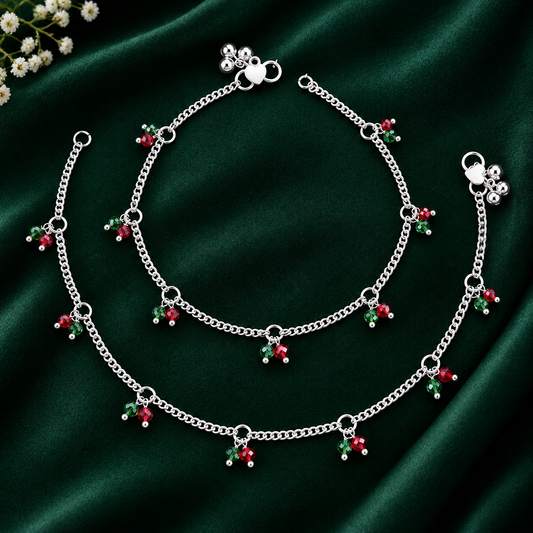 Ethnic Silver Anklet Pair ASTRIA JEWELLERY