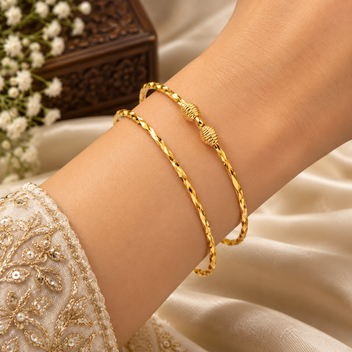 Elegant Golden Twisted Bangles ? Lightweight Kada Bracelet for Women ASTRIA JEWELLERY