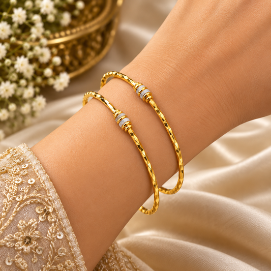 Classic Gold-Tone Spiral Kada ? Stylish Lightweight Bangle Bracelet for Women ASTRIA JEWELLERY