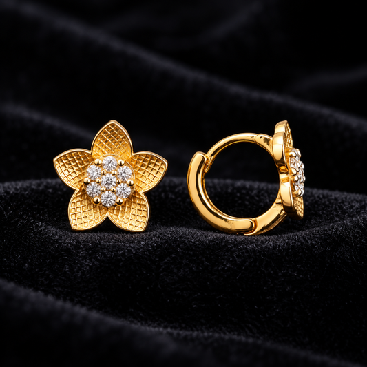 Gold Plated Floral Hoop Stud Earring ASTRIA JEWELLERY