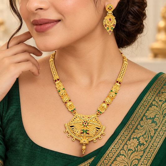 Gold Plated Kundan Necklace Set with Multicolor Stones ASTRIA JEWELLERY