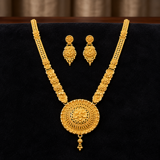 Gold Plated Traditional Floral Necklace Set ASTRIA JEWELLERY
