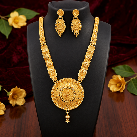 Gold Plated Traditional Floral Necklace Set ASTRIA JEWELLERY