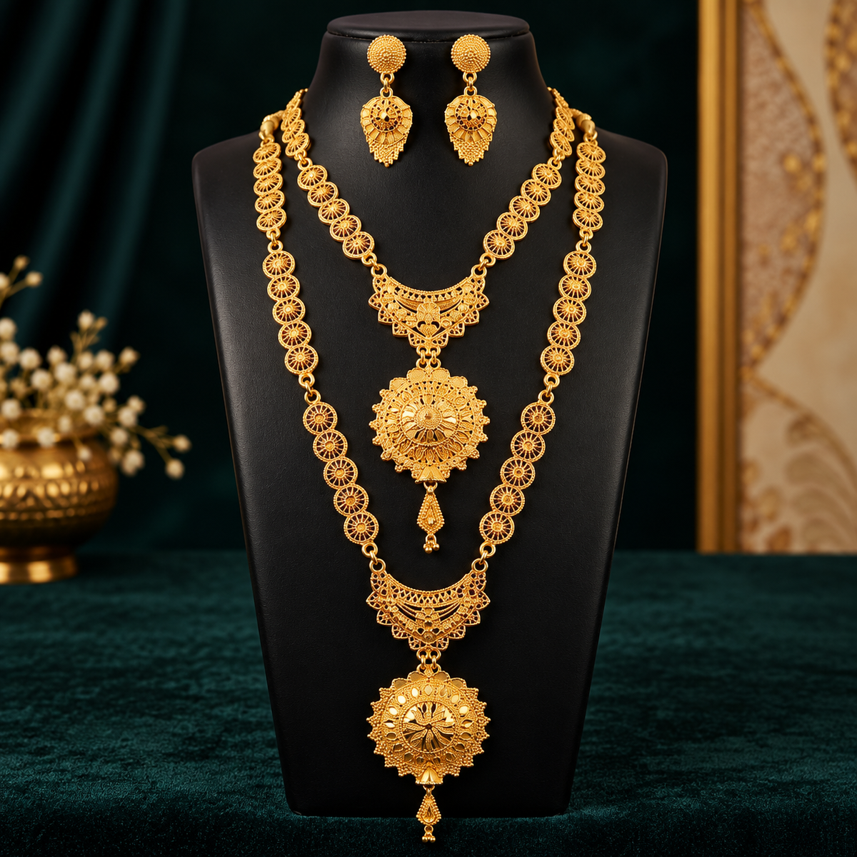 Gold Plated Layered Necklace Set ASTRIA JEWELLERY