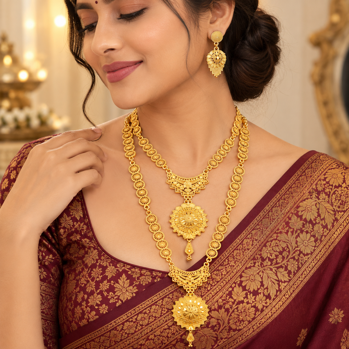Gold Plated Layered Necklace Set ASTRIA JEWELLERY