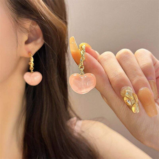 Astria Jewellery Pink Heart Drop Earrings for Women | Glossy Acrylic Heart Hoops | Cute Korean Style Earrings for Girls | Lightweight Daily Wear Jewellery Astria Jewellery