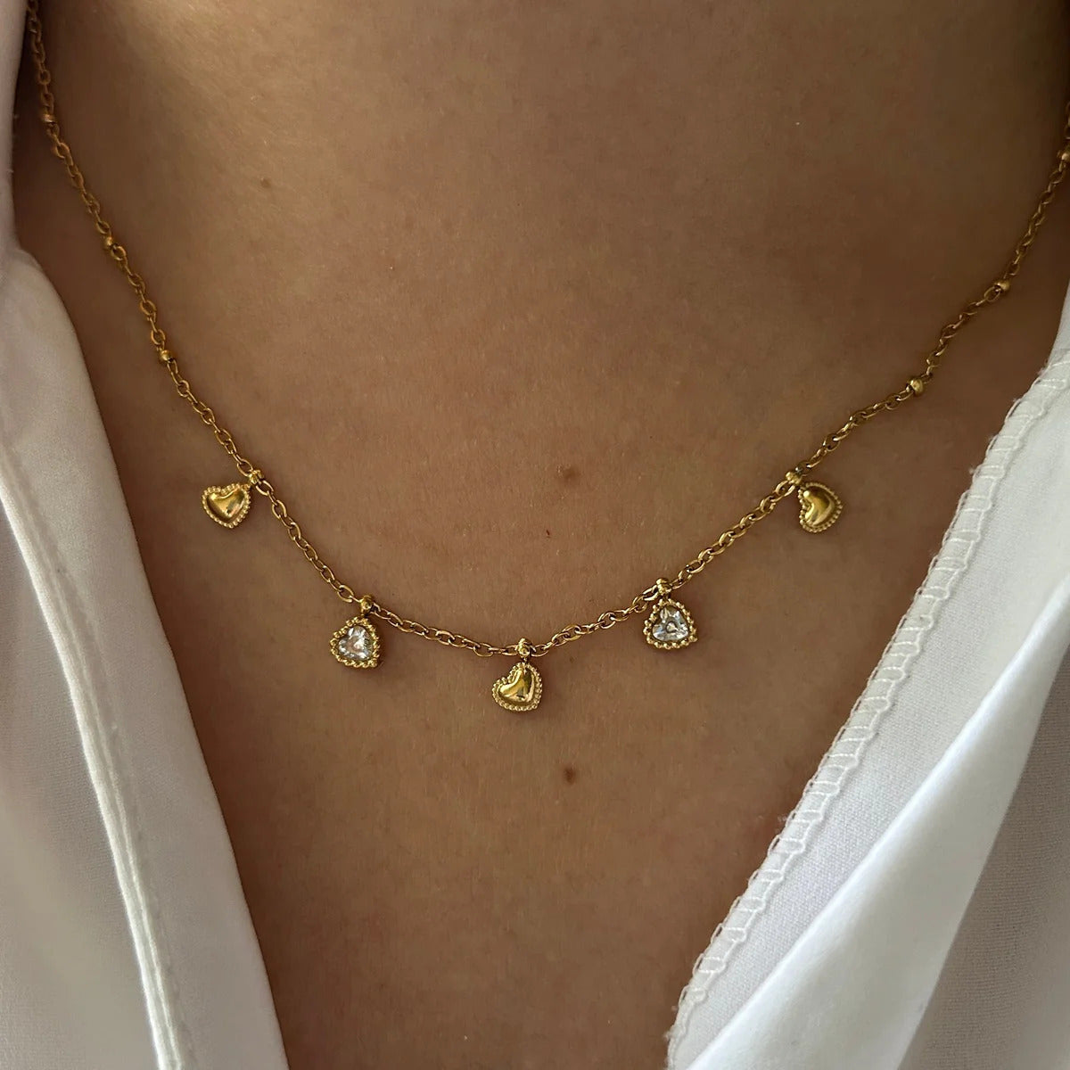 Astria Crystal Heart Charm Necklace