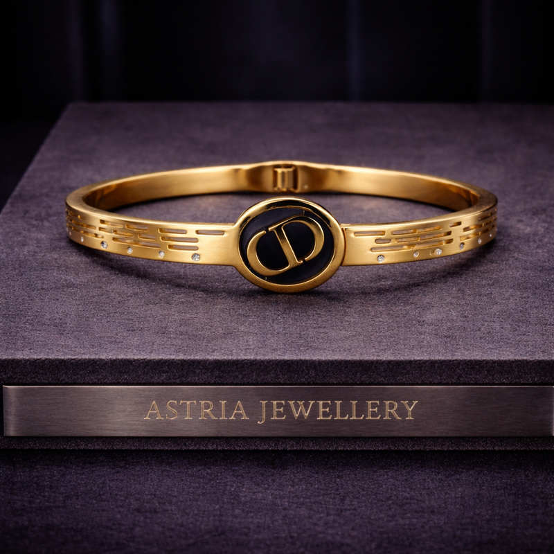 Astria Jewellery Gold-Plated Geometric Circle Cuff Bangle Bracelet for Women