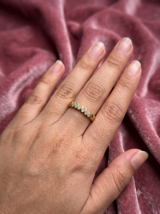 Floral Cluster Gold-Plated Cubic Zirconia Ring for Women | Elegant Sparkling Statement Ring Astria Jewellery