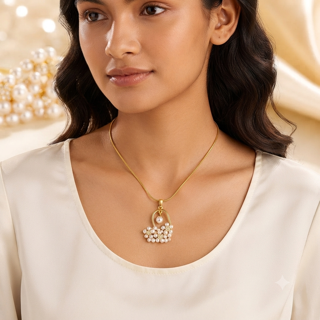 Elegant Pearl Heart Pendant Necklace for Women | Gold Pearl Charm Necklace | Luxury Statement Necklace