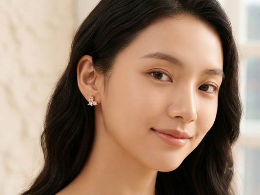 Sparkling Triple Heart CZ Stud Earrings for Women | Gold Plated Heart Cluster Earrings | Anti-Tarnish Minimalist Earrings Astria Jewellery