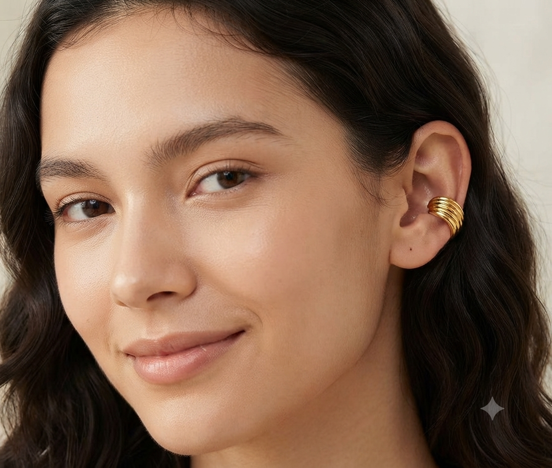 Minimalist Gold Ear Cuff for Women | No Piercing Ear Cuff | Anti-Tarnish Chunky Cartilage Cuff Earring