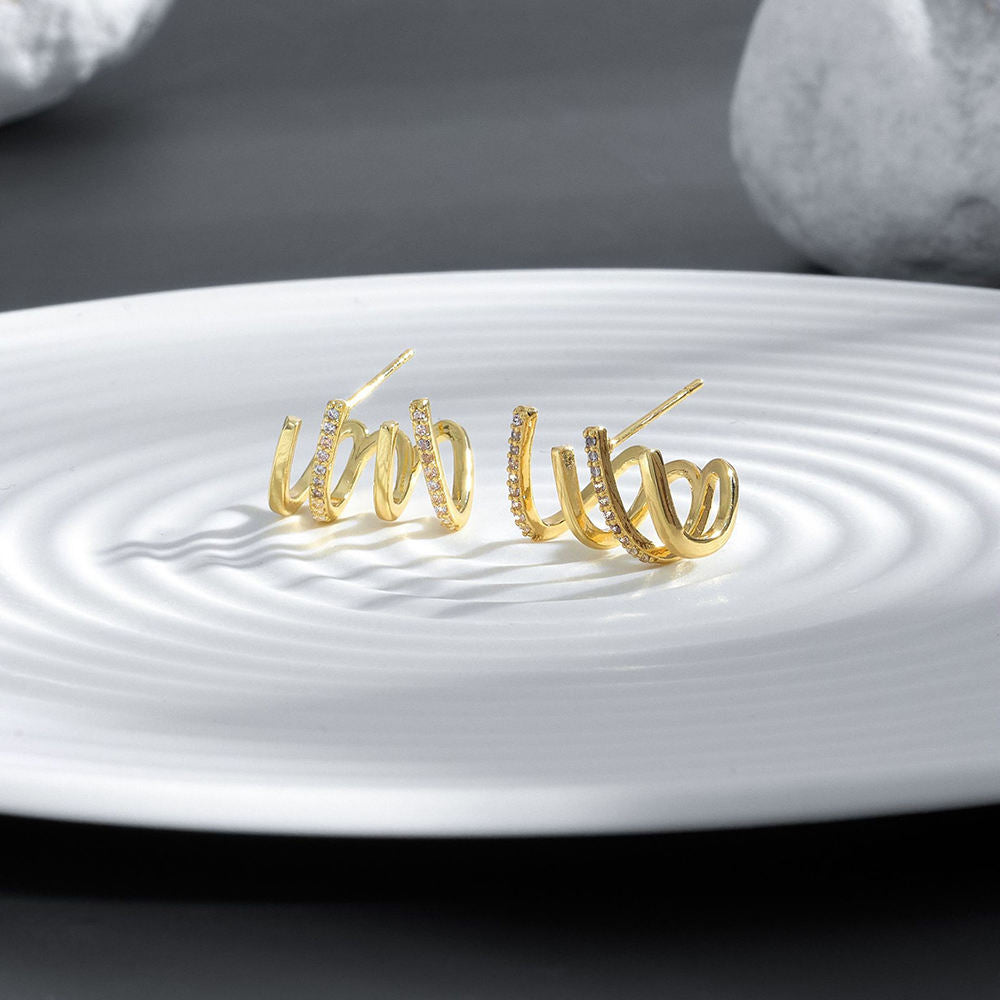 Gold Plated Crystal Hoop Earrings
