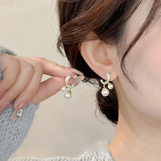 Pearl Drop Stud Earrings