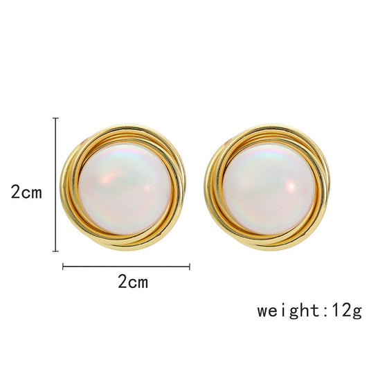 Gold Plated Round Stud Earrings