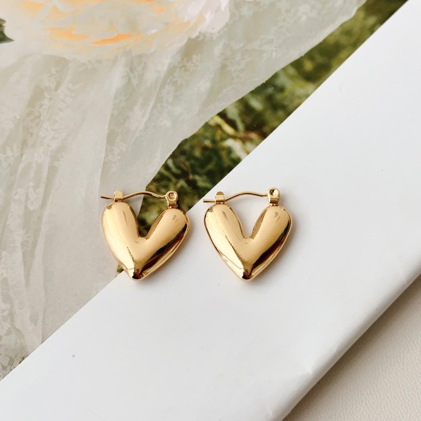 Gold Plated Heart Hoop Earring