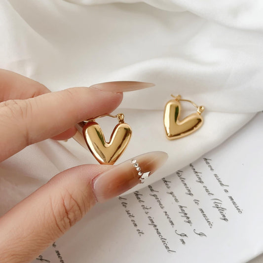 Gold Plated Heart Hoop Earring