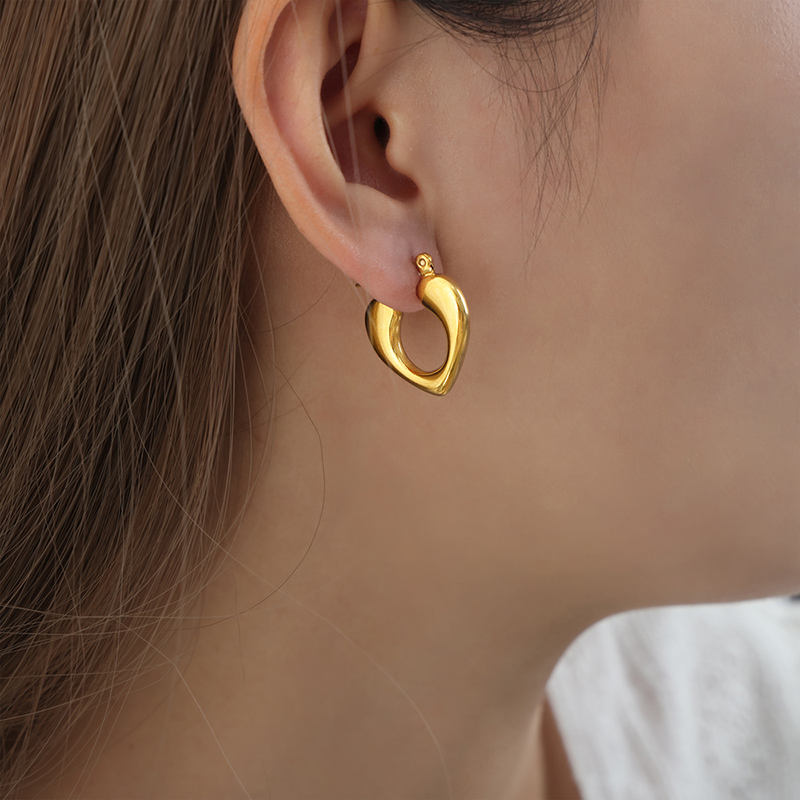 Gold Plated Heart Hoop Earrings