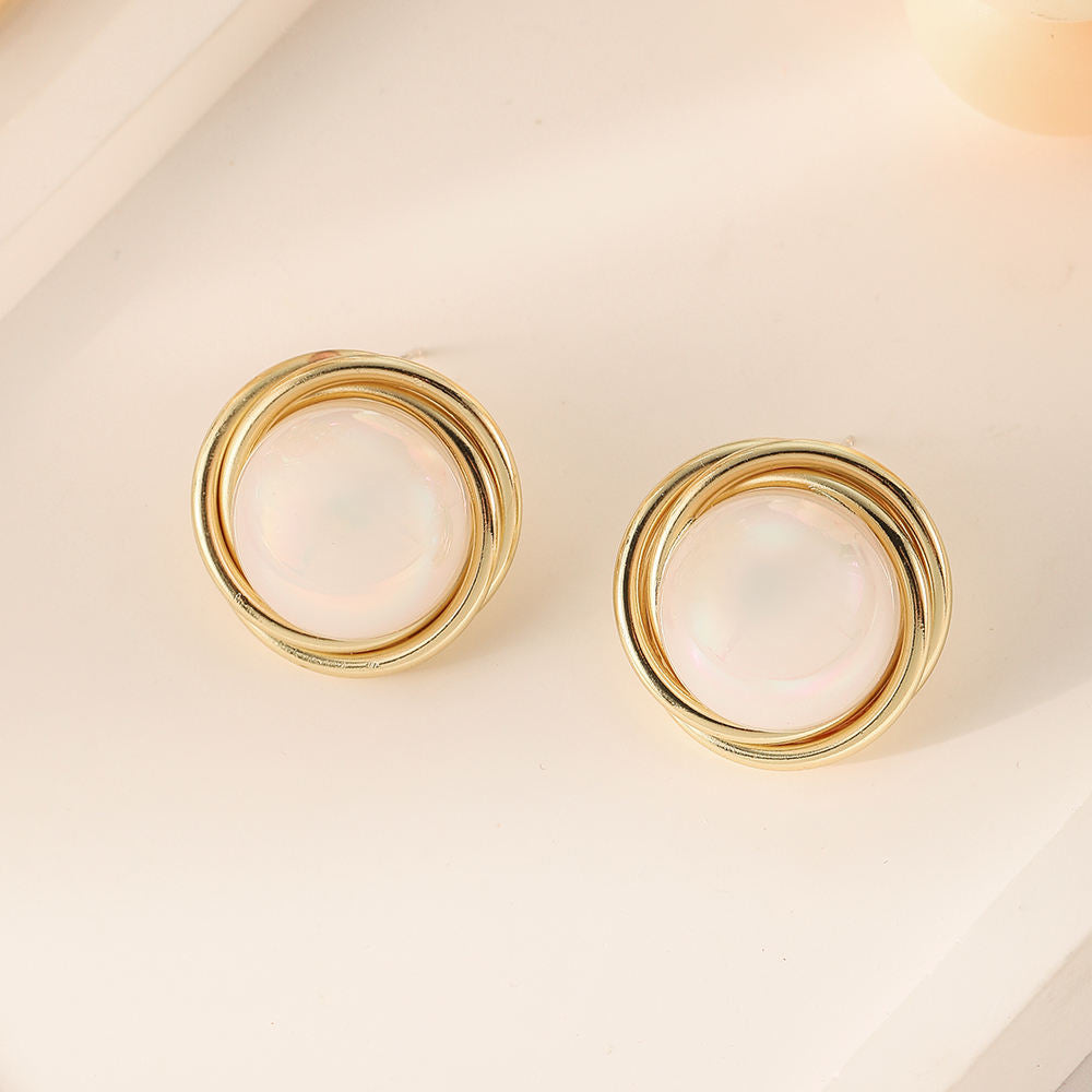 Gold Plated Round Stud Earrings