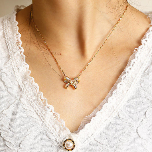 Astria Jewellery Gold Plated Crystal Cross Pendant Necklace for Women | Elegant Ribbon Design ASTRIA JEWELLERY