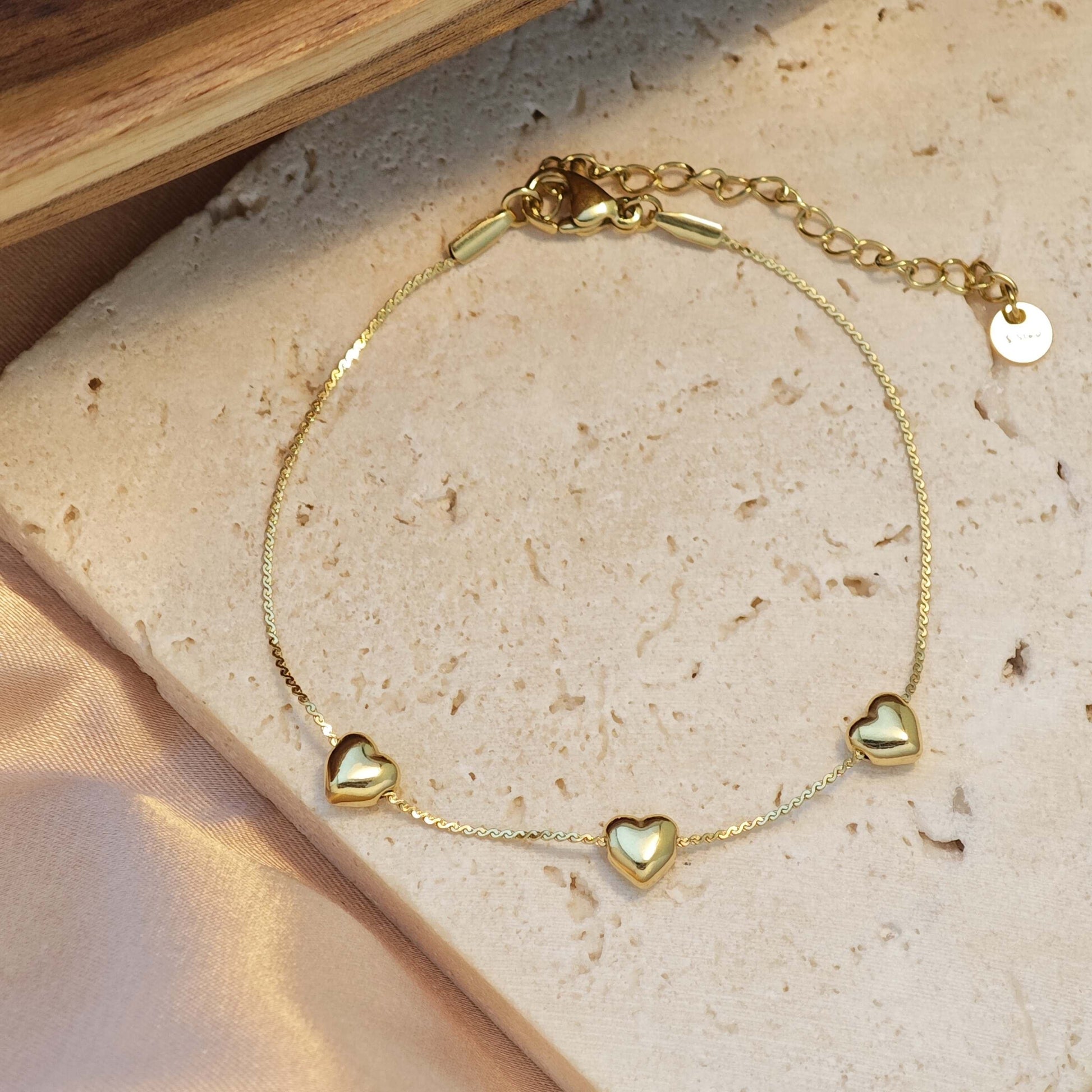 Celeste Heart Gold Anklet Astria Jewellery