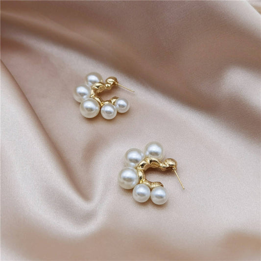 Pearl Cluster Stud Earrings