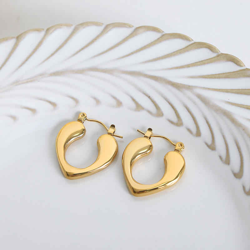 Gold Plated Heart Hoop Earrings