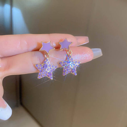Gold Plated Star Drop Earrings