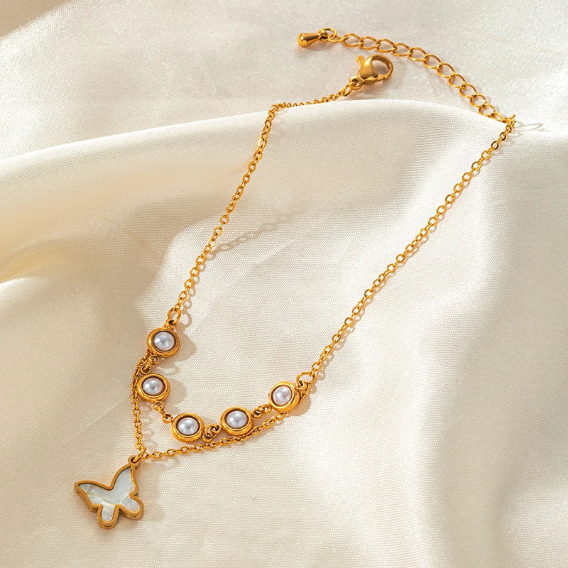 Pearl Flutter Gold Anklet Astria Jewellery