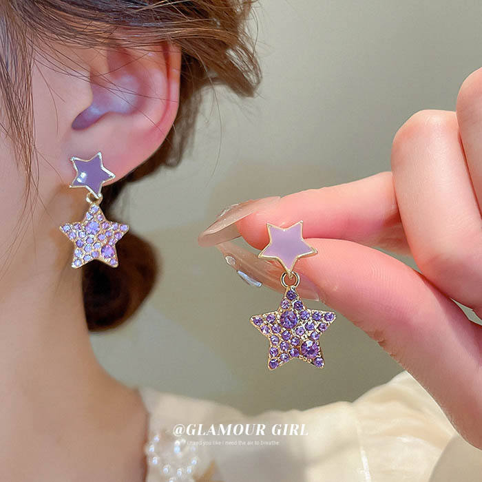 Gold Plated Star Drop Earrings