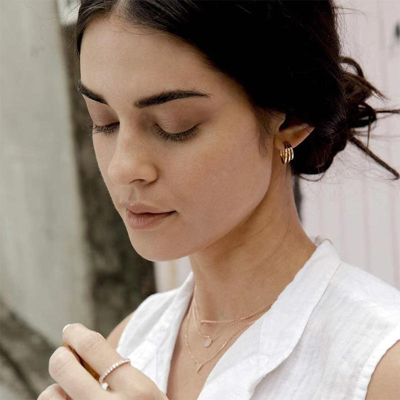Gold Plated Multi-Layer Hoop Earrings